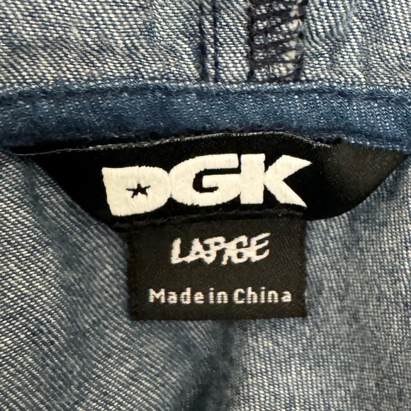 DGK 100% Cotton Denim Long Sleeve Blue Gradient Hoodie w/Embroidered Logo, Large - Picture 5 of 8